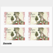 Joyeux Weihnachten Rechteckiger Aufkleber (Blatt)