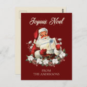 Joyeux Weihnachten Red Christmas Vintag Santa Postkarte (Vorne/Hinten)