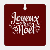 Joyeux Weihnachten Red Ornament Aus Metall (Vorderseite)