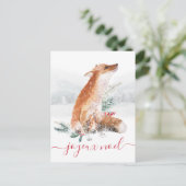 Joyeux Weihnachten Renard Rouge Forêt d'Hiver Fran Postkarte (Stehend Vorderseite)