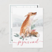 Joyeux Weihnachten Renard Rouge Forêt d'Hiver Fran Postkarte (Vorne/Hinten)
