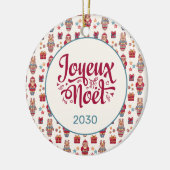 Joyeux Weihnachten Retro Santa Cream Keramik Ornament (Links)