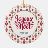 Joyeux Weihnachten Retro Santa Cream Keramik Ornament (Hinten)