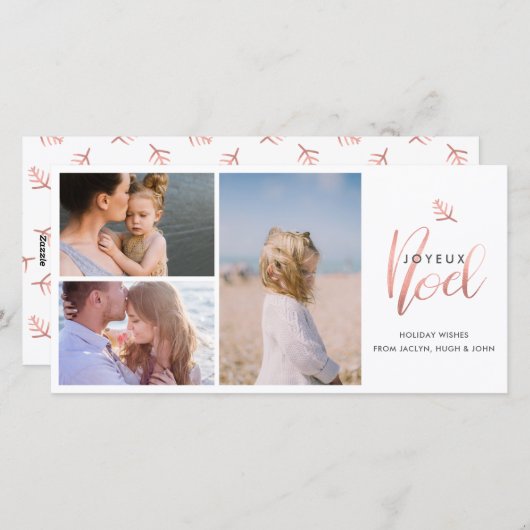 Joyeux Weihnachten | Rosen Gold Handgeschriebenes (Vorne/Hinten)