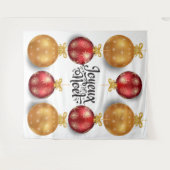 Joyeux Weihnachten Roter Goldschmuck Wandteppich (Vorderseite (Horizontal))