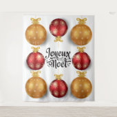 Joyeux Weihnachten Roter Goldschmuck Wandteppich (Vorderseite)