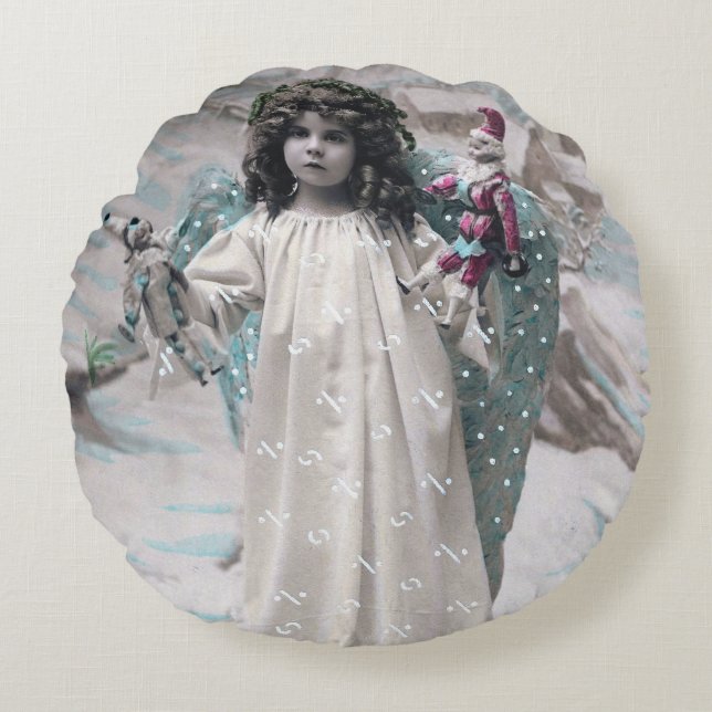 Joyeux Weihnachten Rundes Kissen (Vorderseite)