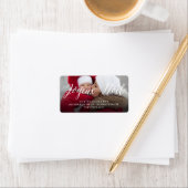 Joyeux Weihnachten Script Foto Weihnachten Rücksen Adressaufkleber (Insitu)