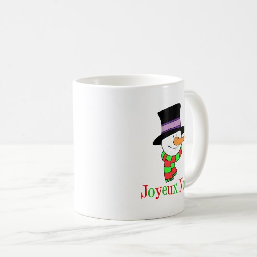 Joyeux Weihnachten Snowman Französische Weihnachts Kaffeetasse (VorderseiteRechts)