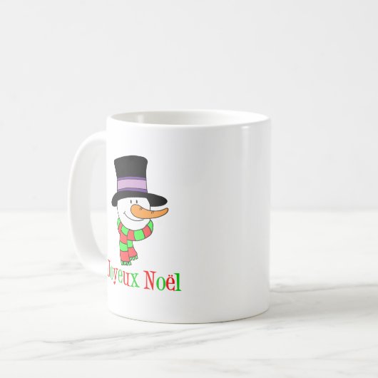Joyeux Weihnachten Snowman Französische Weihnachts Kaffeetasse (Vorderseite Links)