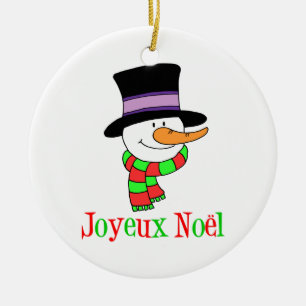 Joyeux Weihnachten Snowman Ornament