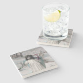 Joyeux Weihnachten Steinuntersetzer (Seitenansicht)