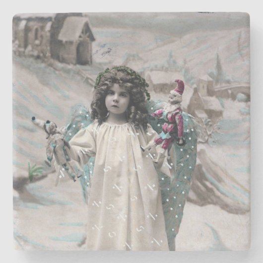 Joyeux Weihnachten Steinuntersetzer (Vorderseite)