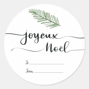 Joyeux-Weihnachten-Typografie   Geschenkmarke Runder Aufkleber