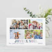Joyeux Weihnachten Vier Fotokarte (Stehend Vorderseite)