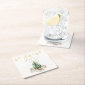 Joyeux Weihnachten Weihnachtsbaum Gold Schneeflock Rechteckiger Pappuntersetzer (Vor Ort)