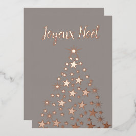 Joyeux Weihnachten Weihnachtsbaum Stars Rose Gold Folien Feiertagskarte
