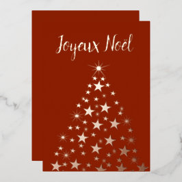 Joyeux Weihnachten Weihnachtsbaumstars Rose Golden Folien Feiertagskarte