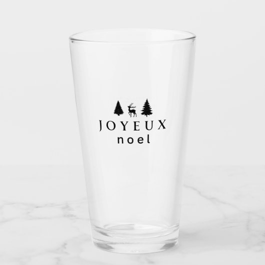 Joyeux Weihnachten Weihnachtsdesign mit Schneefloc Glas (Vorderseite)