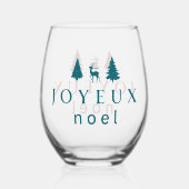 Joyeux Weihnachten Weihnachtsdesign mit Schneefloc Weinglas Ohne Stiel (Vorderseite)