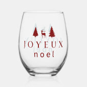 Joyeux Weihnachten Weihnachtsdesign mit Schneefloc Weinglas Ohne Stiel (Rückseite)