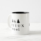 Joyeux Weihnachten Weihnachtsdesign mit Schneefloc Zweifarbige Tasse (Vorderseite Links)