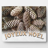 Joyeux Weihnachten Weihnachtsfeiertag Pine Cone Fotoplatte (Vorderseite)