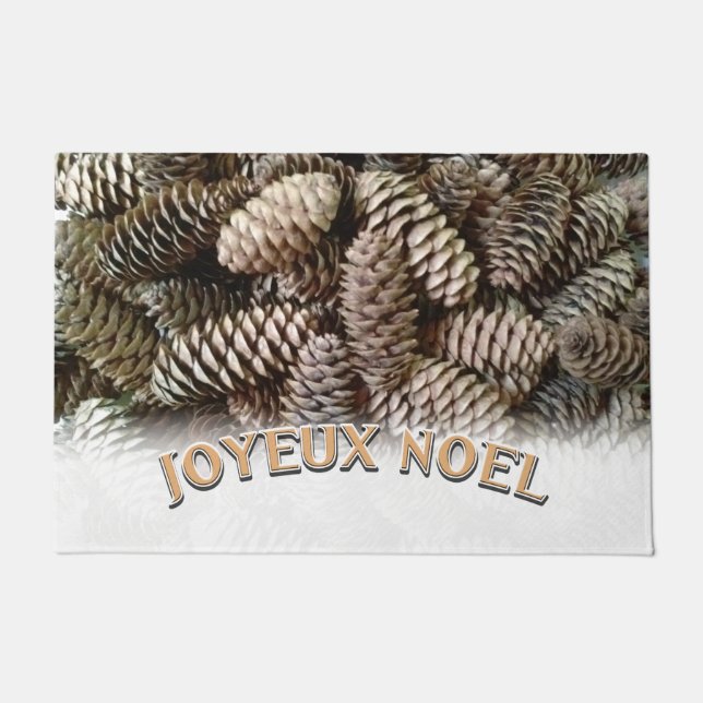 Joyeux Weihnachten Weihnachtsfeiertag Pine Cone Fußmatte (Vorderseite)