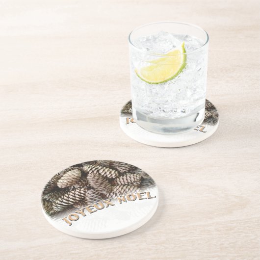 Joyeux Weihnachten Weihnachtsfeiertag Pine Cone Getränkeuntersetzer (Seite)