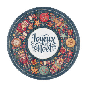 Joyeux Weihnachten Weihnachtsfiguren stilvoll Schneidebrett