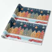 Joyeux Weihnachten Winterhäuser Schneedörfchen Geschenkpapier (Ungerollt)