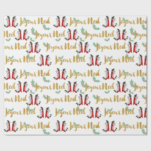 Joyeux Weihnachten Wrapping Paper Geschenkpapier (Flach)