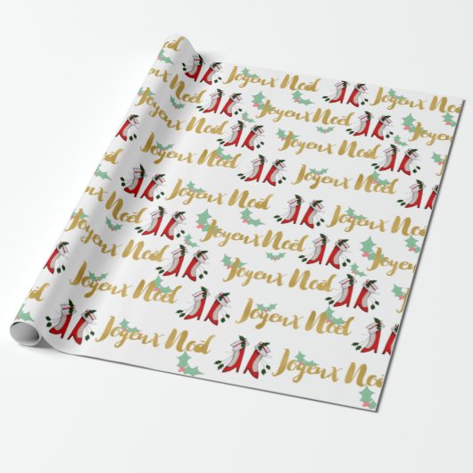 Joyeux Weihnachten Wrapping Paper Geschenkpapier (Ungerollt)