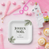 Joyeux Weihnachten - zarte Kiefernäste Pappteller (Party)