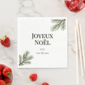 Joyeux Weihnachten - zarte Kiefernäste Serviette (Beispiel)
