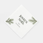 Joyeux Weihnachten - zarte Kiefernäste Serviette (Ecke)