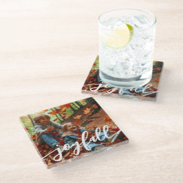 Joyfall Herbst Herbstlaub Benutzerdefiniertes Foto Glasuntersetzer