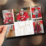 JOYFUL 5 Foto Weihnachten<br><div class="desc">Die Weihnachtskarten mit mehreren Fotos tragen Ihre Namen und das Wort "Joyful" in schicker Schrift auf einem einzigartigen Hintergrund mit weißem Gitter. Laden Sie einfach Ihre Lieblings-5 Fotos hoch und fügen Sie Ihre Personalisierung auf der Rückseite. Wählen Sie High Definition für beste Foto-Qualität. Der Live Design Service hilft Ihnen bei...</div>