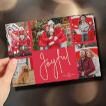 JOYFUL 5 Foto Weihnachten<br><div class="desc">Die Weihnachtskarten mit mehreren Fotos tragen Ihre Namen und das Wort "Joyful" in schicker Schrift auf einem einzigartigen roten Gitterhintergrund. Laden Sie einfach Ihre Lieblings-5 Fotos hoch und fügen Sie Ihre Personalisierung auf der Rückseite. Wählen Sie High Definition für beste Foto-Qualität. Der Live Design Service hilft Ihnen bei der Gestaltung...</div>