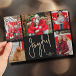 JOYFUL 5 Foto Weihnachten<br><div class="desc">Die Weihnachtskarten mit mehreren Fotos tragen Ihre Namen und das Wort "Joyful" in schicker Schrift auf einem einzigartigen schwarzen Gitterhintergrund. Laden Sie einfach Ihre Lieblings-5 Fotos hoch und fügen Sie Ihre Personalisierung auf der Rückseite. Wählen Sie High Definition für beste Foto-Qualität. Der Live Design Service hilft Ihnen bei der Gestaltung...</div>