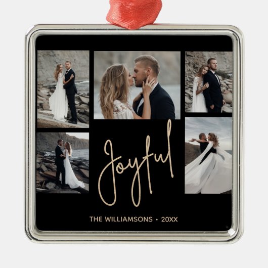 JOYFUL 5 Photo Christmas Ornament Aus Metall (Vorne)