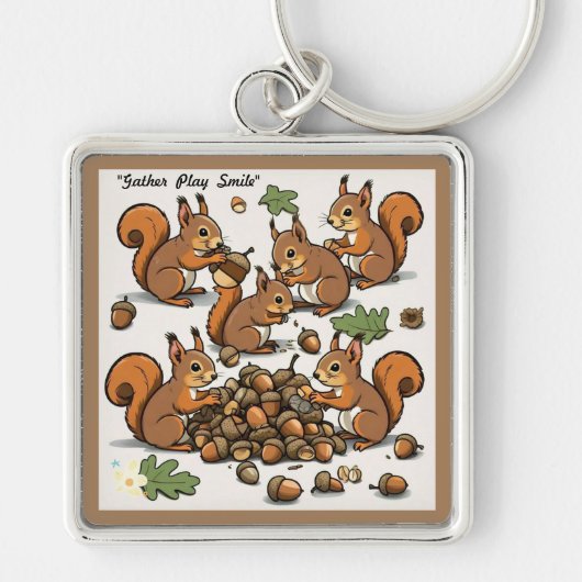 "Joyful Autumn Squirrel Scene" Schlüsselanhänger (Vorne)