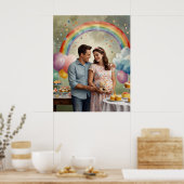 Joyful Baby Dusche mit Mama und Vater Poster (Küche)