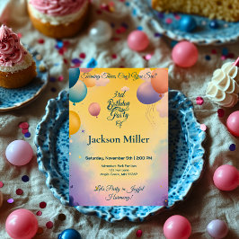 Joyful Ballon Geburtstag mit Adortable Tiger Einladung