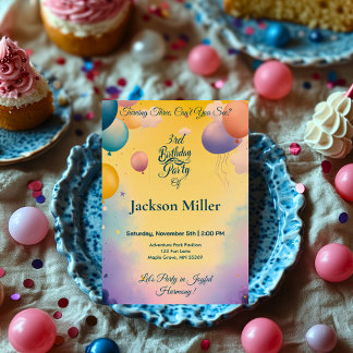 Joyful Ballon Geburtstag mit Adortable Tiger Einladung