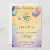 Joyful Ballon Geburtstag mit Adortable Tiger Einladung (Vorderseite)