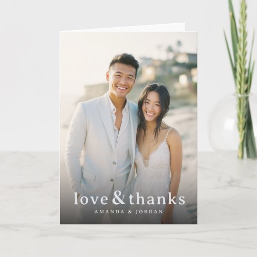 Joyful Beige Elegant Photo Dankeskarte (Vorderseite)