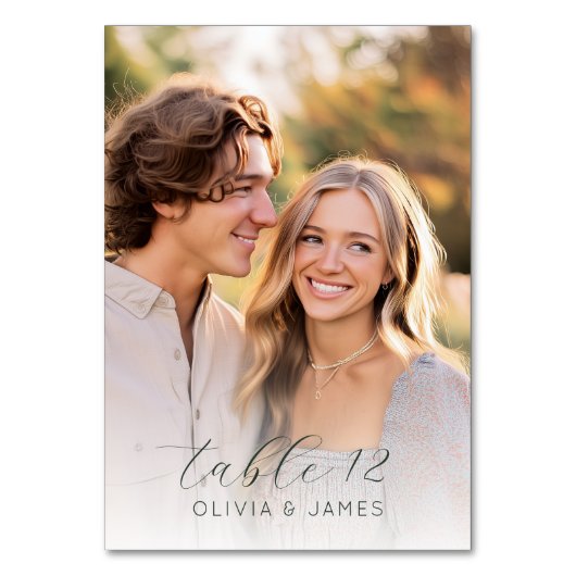 Joyful Beige Romantic Photo Tischnummer (Rückseite)