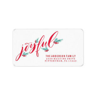 Joyful Berry Christmas Address Label Adressaufkleber