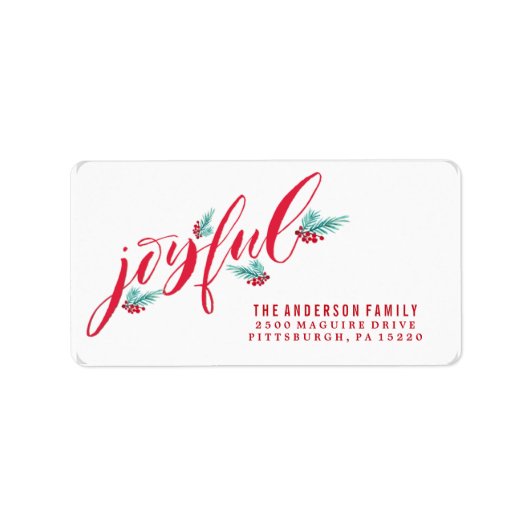 Joyful Berry Christmas Address Label Adressaufkleber (Vorne)